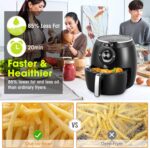 Air Fryer 5.8QT/5.5L, Uten 1700W AirFryer High-Power Electric Hot Temperature Control & Timer Knob, Non Stick Fry Basket, Dishwasher Safe, Apply to Party, Afternoon Tea, Black - Image 5