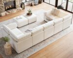 GarveeHome L-Shaped Modular Sectional Sofa, Oversized 9 Seat Couch with 2 Storage Ottoman, 2 Pillows, Modern Deep Seat Comfy Couch, Chenille Sleeper Sofa for Living Room, Beige - Image 7