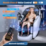Massage Chair Full Body, 2026 Zero Gravity SL-Track Shiatsu Massage Chairs Recliner with AI Voice, LED Backlight Remote Control, Waist & Calf Heating Phone Controller and Holder G6 White Grey - Image 5