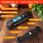 KULUNER TP-01 Waterproof Digital Instant Read Meat Thermometer with 4.6 Folding Probe Backlight Calibration Function for Cooking Food Candy, BBQ Grill, Liquids,Beef(Black) - Image 5