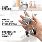 Premium Wine Opener, Wing Corkscrew - Made w/Heavy Duty Stainless Steel Screw & Zinc Alloy Body - Perfect Corkscrew to Open Wine & Beer Bottles - Great Bootle Opener For Bartenders, Restaurants & Home - Image 6