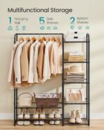 SONGMICS Wardrobe Closet, 44.1 Inch Large Portable Closet, Clothes Rack for Hanging Clothes,Heavy Duty Garment Rack, Storage Organizer with Shelves, 44.1 x 11.4 x 62.4 Inches, Black ULGR462B01 - Image 4