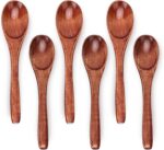 6in Wooden Spoons, 6pcs Soup Spoons Set, Small Wooden Utensils for Coffee, Tea, Jam, Sugar, Ice Cream and Bath Salts (6pcs 6in) - Image 2