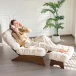 MAXYOYO Accent Chair with Ottoman Adjustable Backrest, Tufted Living Room Chair Upholstered Lounge Chair with Footrest Set, Modern Chair Cozy Reclining Chair for Reading Room, Beige - Image 4