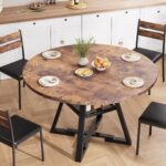 Round Dining Table for 4,Kitchen Dining Room Circle Dinner Pedestal Table,Space Saving Wood Kitchen & Dining Room Furniture (Vintage, 42In) - Image 8