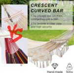 Hammock Hanging Swing Double Max 500lbs Macrame for Indoor Outdoor Patio Yard Garden (Beige) - Image 3
