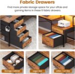 SEDETA L Shaped Desk with 6 Drawer, 108" Home Office Desk with File Drawer & Power Outlet, Corner Computer Desk with Monitor Shelf, Two Person Desk, Gaming Desk with Led Lights, Rustic Brown - Image 6