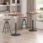 MAHANCRIS Bar Stools, Height Adjustable Swivel Bar Stool, Counter Height Bar Stool, Set of 2 Industrial Bar Stools, Vintage Round Bar Chairs with Sturdy Metal Frame, Rustic Brown BAHR0701 - Image 3