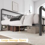 Fluest 14 Inch Queen Bed Frame Classic Metal Platform Bed Frame with Charging Station & LED, Victorian Style Iron-Art Headboard/Footboard, Under Bed Storage, No Box Spring Needed, Noise Free - Image 6