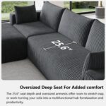 108" Cloud Couch Modular Sectional Sofa for Living Room,L-Shaped Boneless Couch with Deep Seat Chaise,No Assembly Required Foam Sleeper Sofa for Apartments,Plush Corduroy Fabric, Dark Gray - Image 18
