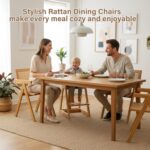 Rattan Dining Chairs Set of 2, Modern Mid Century Accent Chairs, Comfy Armchairs, Outdoor Rattan Chairs with Armrest for Bedroom Living Room Reading Room Dining Kitchen - Image 6