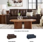 Signature Design by Ashley Santorine Transitional Tufted Leather Match Sofa, Dark Brown - Image 8