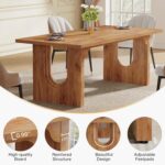 Tribesigns Modern Dining Table for 6 to 8 People, 71" Large Kitchen Dining Table with Wood Pedestal Base, Rectangular Long Dinner Table for Kitchen, Dining Room, Living Room, Rustic Brown - Image 8