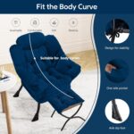 Congermom Lazy Chair with Folding Ottoman Modern Large Accent Chair,Contemporary Lounge Leisure Sofa Chair with Armrests Upholstered Sofa Armchair Reading Chair for Bedroom,Dorm & Office(Navy-f) - Image 5
