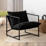 Zinus Aidan Sling Accent Chair, Metal Framed Armchair with Shredded Foam Cushioning, Black - Image 2