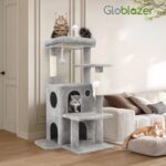 Globlazer Cat Tree Tower for Indoor Cats, 50-inch Adult Cat Tree House for Large Adult Cats with Steps, Scratching Post, 2 Cat Caves, Dangling Toys, FC50, Light Grey - Image 8