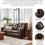 Signature Design by Ashley Santorine Transitional Tufted Leather Match Sofa, Dark Brown - Image 5