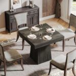 Tribesigns Square Dining Table for 4, 31.5-Inch Small Kitchen Table with Sturdy Pedestal Base, Farmhouse Dinner Table for Dining Room, Living Room, Kitchen (Gray) - Image 6