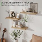 Marsmiles Wood Floating Shelves for Wall Set of 3, 17 Inch Wide Rustic Wooden Floating Shelves, Invisible Wall Mounted Display for Living Room Bedroom Kitchen Bathroom Office, Carbonized Black - Image 8