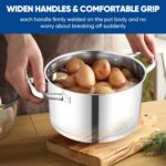 TeamFar 5 QT Stock Pot, Tri-ply Bottom Stainless Steel Stockpot Cooking Soup Pasta Pot with Lid for Gas/Induction/Electric Stoves, Non-toxic & Heavy Duty, Double Handles & Dishwasher Safe - Image 7