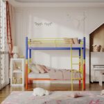 Metal Bunk Bed Twin Over Twin,Twin Bunk Beds for Adults & Kids with Ladder and Guardrail,Heavy Duty Metal Slats Support No Box Spring Needed Small Space Saving Furniture for Bedroom Dorm - Image 5