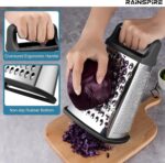 Rainspire Professional Box Grater, Cheese Grater Box for Kitchen Stainless Steel with 4 Sides, Cheese and Spice Graters with Handle for Vegetables, Ginger, Potatoes, Black - Image 5