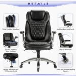 Executive Office Chair-Ergonomic Computer Desk Chair, High Back Leather Chair with Padded Flip-up Arms, Swivel Home Office Chair Upgraded Caster-Black - Image 5