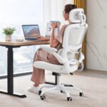 TRALT Office Chair Ergonomic Desk Chair, 330 LBS Home Mesh Office Desk Chairs with Wheels, Comfortable Gaming Chair, High Back Office Chair for Long Hours (White White) - Image 2
