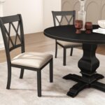 Roundhill Furniture Windvale Fabric Upholstered Dining Chair, Set of 2, Black - Image 6