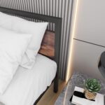 BOFENG Black Queen Size Bed Frames with Wood Headboard,Heavy Duty Platform Bed Frame with Storage No Box Spring Needed,Mattress Foundation,Strong Steel Slats,Noise Free,Brown - Image 5