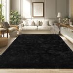 Merelax Soft Area Rug for Livingroom Bedroom, Machine Washable 4x6 Black Rugs Fluffy Shaggy Bedside Rug, Non Slip Indoor Carpet for Nursery Kids Room Home Decor Aesthetic - Image 8