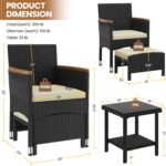 Yaheetech 5 Piece Patio Conversation Set, Outdoor Wicker Bistro Furniture, PE Wicker Outdoor Rattan Chairs Set with Coffee Table for Porch, Poolside, Lawn, Garden, Balcony - Image 6