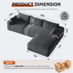 108" Cloud Couch Modular Sectional Sofa for Living Room,L-Shaped Boneless Couch with Deep Seat Chaise,No Assembly Required Foam Sleeper Sofa for Apartments,Plush Corduroy Fabric, Dark Gray - Image 9