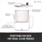 BINO | Salad Spinner - 2.6 Qt | Small Manual Lettuce Spinner with Built-in Draining System | Salad Spinner, Colander, and Water Pitcher in One | Fruit & Vegetable Basket Colander | Kitchen Gadgets - Image 4