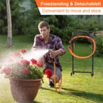 VyGrow Garden Hose Holder, Freestanding Heavy Duty Water Hose Holder for Outside, Upgraded Metal Hose Stand with 4 Spikes, Detachable Garden Hose Storage Hose Reel Rack, Black - Image 6