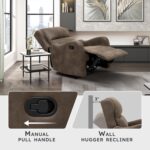 Lexicon Manual Recliner Chair, Reclining Sofa Chair, Home Theater Seating, Wall Hugger, Manual Recliner for Living Room/Office/Apartment, Easy Assembly, Brown Polished Microfiber - Image 4