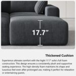 108" Cloud Couch Modular Sectional Sofa for Living Room,L-Shaped Boneless Couch with Deep Seat Chaise,No Assembly Required Foam Sleeper Sofa for Apartments,Plush Corduroy Fabric, Dark Gray - Image 19