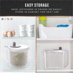 BINO | Salad Spinner - 2.6 Qt | Small Manual Lettuce Spinner with Built-in Draining System | Salad Spinner, Colander, and Water Pitcher in One | Fruit & Vegetable Basket Colander | Kitchen Gadgets - Image 9