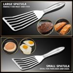 Stainless Steel Fish Spatula Set – 1 Large Fish Turner + 1 Small Metal Spatula, Ultra Thin Edge for Easy Turning & Flipping, Metal Kitchen Untensils with Ergonomic Non-Slip Handle, Dishwasher Safe - Image 3