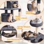 Yaheetech 62.5inches Cat Tree Cat Tower Cat Condo with Platform & Hammock, Scratching Posts for Kittens Pet Play House with Plush Perch for Indoor Activity Relaxing, Dark Gray - Image 9