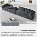 108" Cloud Couch Modular Sectional Sofa for Living Room,L-Shaped Boneless Couch with Deep Seat Chaise,No Assembly Required Foam Sleeper Sofa for Apartments,Plush Corduroy Fabric, Dark Gray - Image 12