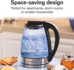 Hamilton Beach Glass Electric Tea Kettle, Water Boiler & Heater, 1 Liter, 1500 Watts for Fast Boiling, BPA Free, Cordless Serving, Auto-Shutoff & Boil-Dry Protection, Soft Blue LED (40930) - Image 8