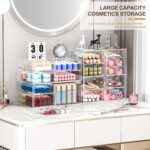 caktraie Makeup Organizer Storage with 16 Drawers, 4 Pcs Desktop Office Supplies, Desk Organizers, Clear Accessories, Dustproof Storage Drawer and for Make Up, Jewelry, Pen, Stationary - Image 4