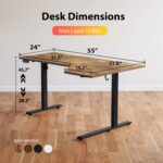 Agilestic Electric Standing Desk, L-Shaped 55 Inches Height Adjustable Desk, Sit and Stand up for Work Office Home, Ergonomic Rising Computer Table for Home Office with Splice Board, Rustic Brown - Image 4
