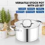 TeamFar 5 QT Stock Pot, Tri-ply Bottom Stainless Steel Stockpot Cooking Soup Pasta Pot with Lid for Gas/Induction/Electric Stoves, Non-toxic & Heavy Duty, Double Handles & Dishwasher Safe - Image 8