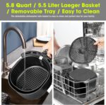 Air Fryer 5.8QT/5.5L, Uten 1700W AirFryer High-Power Electric Hot Temperature Control & Timer Knob, Non Stick Fry Basket, Dishwasher Safe, Apply to Party, Afternoon Tea, Black - Image 9