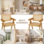 Rattan Dining Chairs Set of 2, Modern Mid Century Accent Chairs, Comfy Armchairs, Outdoor Rattan Chairs with Armrest for Bedroom Living Room Reading Room Dining Kitchen - Image 9