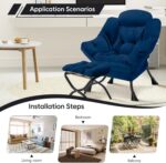Congermom Lazy Chair with Folding Ottoman Modern Large Accent Chair,Contemporary Lounge Leisure Sofa Chair with Armrests Upholstered Sofa Armchair Reading Chair for Bedroom,Dorm & Office(Navy-f) - Image 6