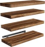 AMADA HOMEFURNISHING Floating Shelves, Paulownia Wood Wall Shelves for Bathroom/Living Room/Bedroom/Kitchen/Home Office, Natural Wood Floating Shelf for Home Storage & Organization, Set of 4, AMFS40BN - Image 2