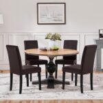 Yaheetech Dining Chairs Set of 4 PU Leather Dining Room Chairs with Waterproof Surface and Wood Legs for Kitchen Restaurant and Living Room, Dark Brown - Image 10